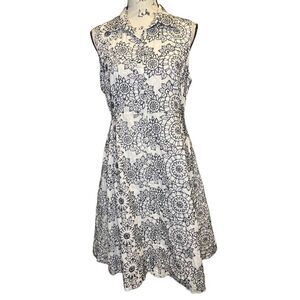 Tweeds 100% cotton black and white collared dress,‎ Size 10